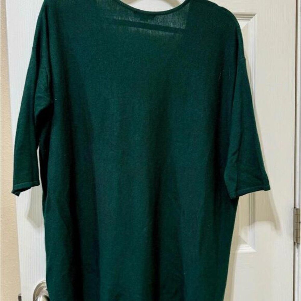 Teal Green V-Neck Lagenlook Slouchy Lightweight Sweater M/L - Picture 3 of 5